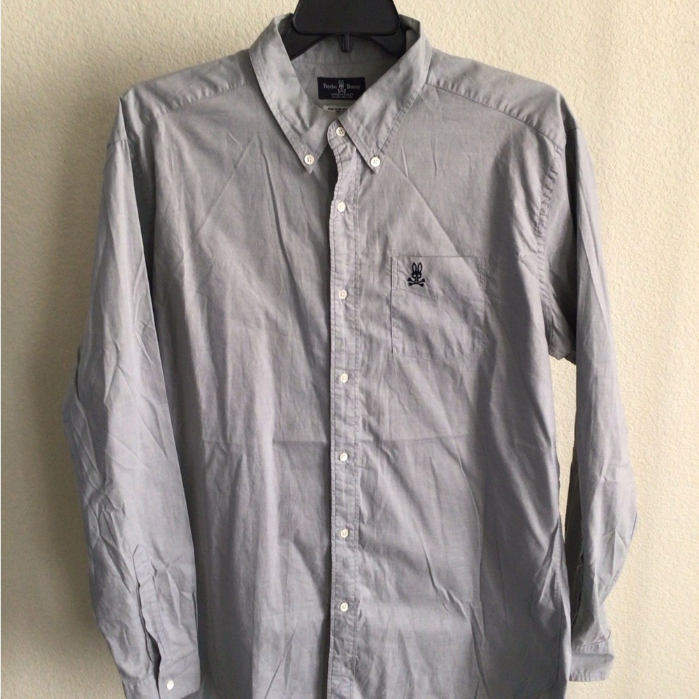 M023 Psycho Bunny Light Gray Casual Button-Down Shirt